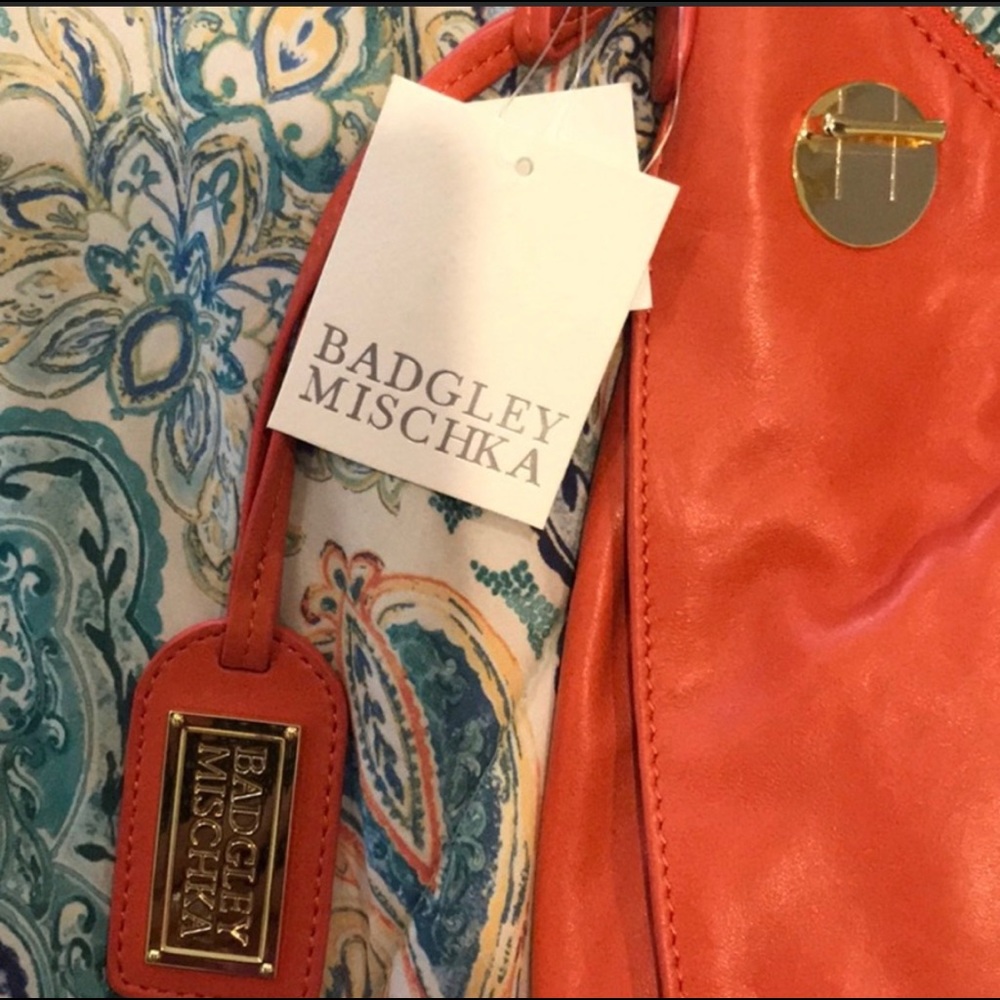 Badgley Mischka fine leather hobo bag